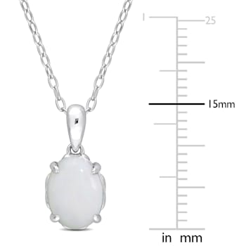 1 CT TGW Opal Solitaire Pendant With Chain in Sterling Silver