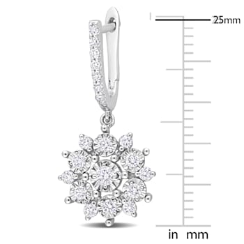 4/5 CT TW Diamond Floral Drop Earrings in 14K White Gold