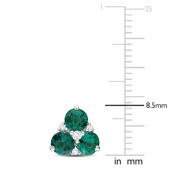 1 5/8 CT TGW Created Emerald and Created White Sapphire 3-Stone Earrings
in Sterling Silver