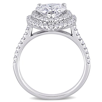 2-5/8 CT DEW Created Moissanite Double Halo Engagement Ring in 10K White Gold
