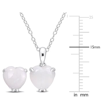 2-Pcs Set of 3 5/8 CT TGW Opal Solitaire Earrings and Pendant with Chain
in Sterling Silver