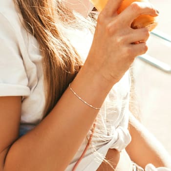 White Enamel Ball Link Bracelet in Sterling Silver