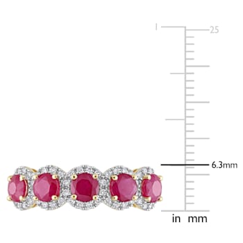 1 3/4 CT TGW Ruby and 1/5 CT TW Diamond Semi-Eternity Ring in 14K Yellow Gold