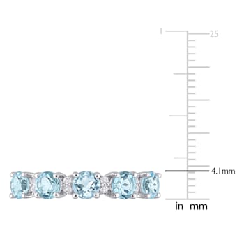 1 5/8 CTW Sky Blue Topaz and White Topaz  Semi-Eternity Ring in Sterling Silver