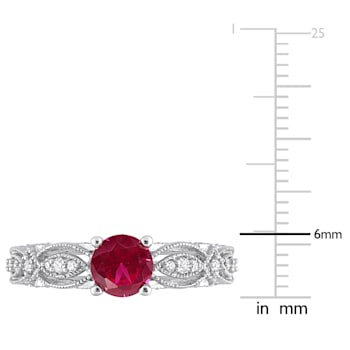 1 3/8 CT TGW Created Ruby Created White Sapphire and Diamond Accent Ring
in 10K White Gold