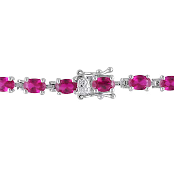 16 1/2 CT TGW Created Ruby Bracelet in Sterling Silver
