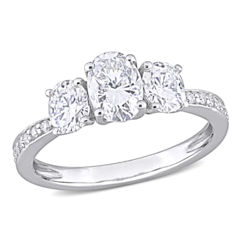1-4/5 CT DEW Created Moissanite 3-Stone Engagement Ring in 10K White Gold