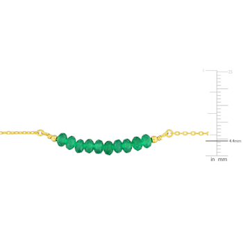 5/8 CT TGW Green Onyx Bead Bar Bracelet in Yellow Plated Sterling Silver