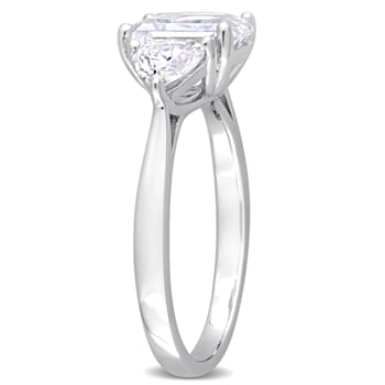 2 3/4 CT TGW Created Moissanite 3-Stone Ring in Sterling Silver