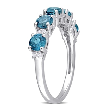 1 5/8 CTW London Blue Topaz and White Topaz Anniversary Style Band Ring
in Sterling Silver