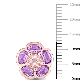 3 1/6 CT TGW Amethyst and White Topaz Stud Earrings in 18K Rose Gold
Over Sterling Silver