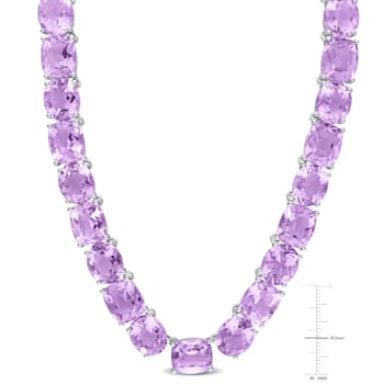 166 1/2 CT TGW Rose de France Tennis Necklace in Sterling Silver