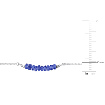 4/5 CT TGW Blue Sapphire Bead Bar Bracelet in Sterling Silver