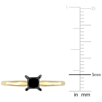 1/2 ct Black Diamond Solitaire Engagement Ring in 14K Yellow Gold