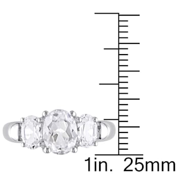 3 1/2 CT TGW Created White Sapphire 3-Stone Ring in Sterling Silver
