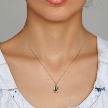 3 5/8 CT TGW Garnet Cage Pendant with Chain in Yellow Plated Sterling Silver