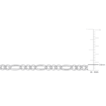 3.8MM Figaro Chain Necklace in Sterling Silver