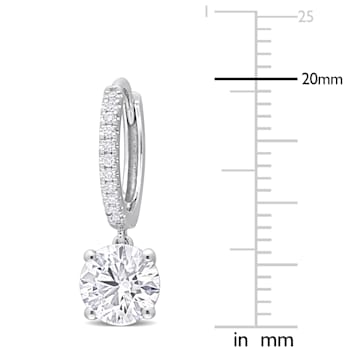 2 1/10 CT TGW Lab Grown Diamond Huggie Charm Earrings in 14K White Gold