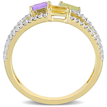 5/8 CTW Multi-Gemstone Ring in Yellow Plated Sterling Silver