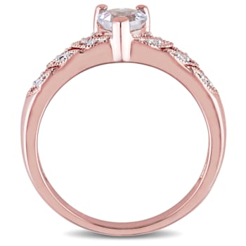 1/3 CT TGW Aquamarine and Diamond Accent Heart Vintage Ring in Rose
Plated Sterling Silver