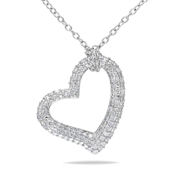 1/3 CT TW Diamond Heart Pendant with Chain in Sterling Silver