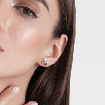 4 7/8 CT TGW Multi-Gemstones Stud Earrings in Yellow Plated Sterling Silver