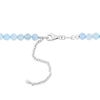 16 1/2 CT TGW Aquamarine Beaded Necklace with Sterling Silver Clasp