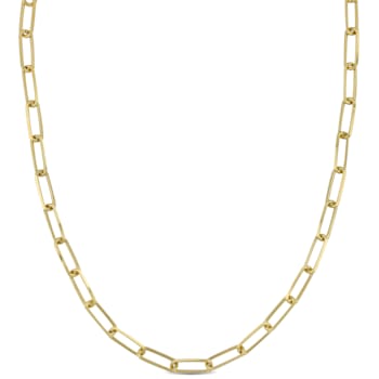 5MM Diamond Cut Paperclip Chain Necklace in Yellow Plated Sterling Silver