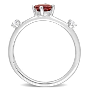 3/4 CTW Garnet and White Topaz Ring in Sterling Silver
