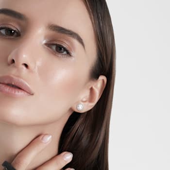 5-1/2ctw Created White Sapphire Halo Stud Earrings in Sterling Silver
