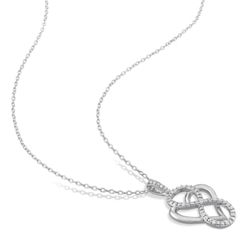 Diamond Infinity Heart Pendant with Chain in Sterling Silver