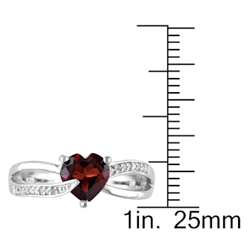 1 1/4 CT TGW Garnet and Diamond Accent Heart Ring in Sterling Silver
