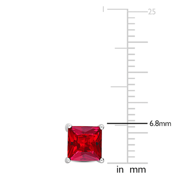 2 7/8 CT TGW Square Created Ruby Stud Earrings in Sterling Silver