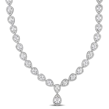 38 CT TGW Cubic Zirconia Teardrop Necklace in Sterling Silver