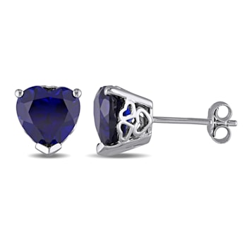 4-1/2ctw Created Blue Sapphire Stud Earrings in Sterling Silver