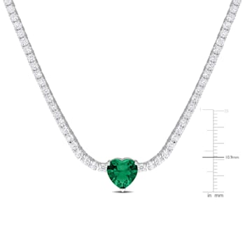 18 CT TGW Green Cubic Zirconia and Created White Sapphire Tennis
Necklace in Sterling Silver