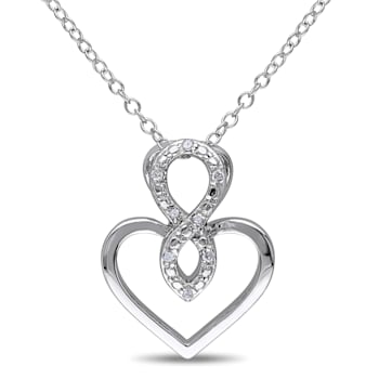 Diamond Infinity Heart Pendant with Chain in Sterling Silver
