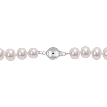 7 - 7.5 MM Freshwater Cultured Pearl 18" Strand with Sterling
Silver Ball Clasp