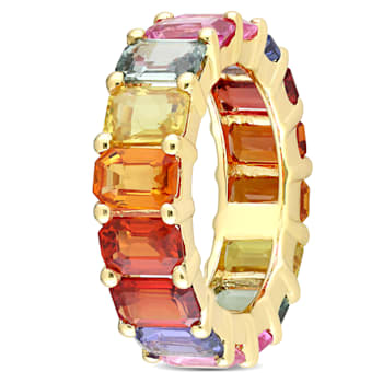 11 1/5 CT TGW Multi-Color Sapphire Eternity Ring in 14K Yellow Gold