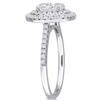 1 1/2 CT TW Lab-Grown Diamond Halo Ring in 14K White Gold
