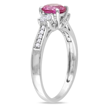 1 3/8 CT TGW Created Pink and White Sapphire with Diamond Accent
Engagement Ring in 10K White Gold