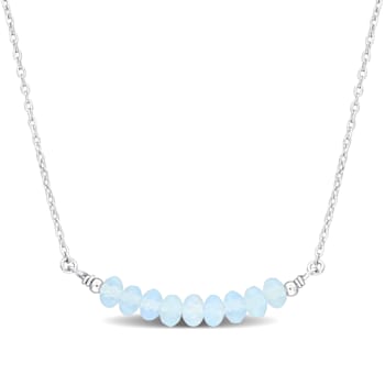5/8ctw Aquamarine Bead Bar Necklace in Sterling Silver