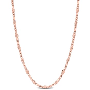Fancy Curb Link Necklace in Rose Plated Sterling Silver