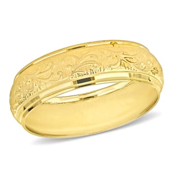 Men's 6mm Antique Filigree Wedding Band in 14K Yellow Gold