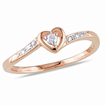 Diamond Heart Ring in 18K Rose Gold Over Sterling Silver