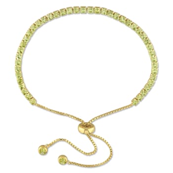 3 1/4ctw Peridot Tassel Bolo Bracelet in 18K Yellow Gold Over Sterling Silver