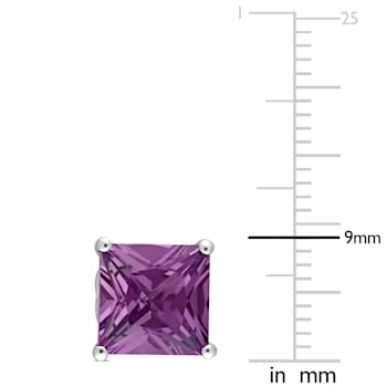 5 1/10 CT TGW Square Simulated Alexandrite Stud Earrings in Sterling Silver
