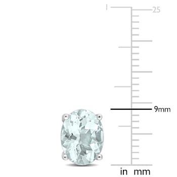 3 CT TGW Oval Aquamarine Stud Earrings in Sterling Silver
