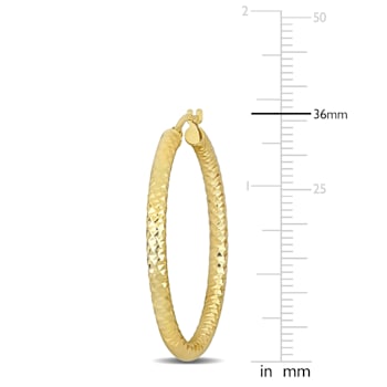 36mm Textured Hoop Earrings in 14k Yellow Gold