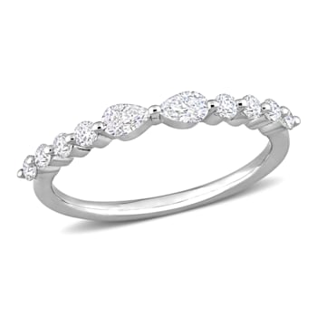 2/5 CT DEW Created Moissanite Semi-Eternity Ring in Sterling Silver